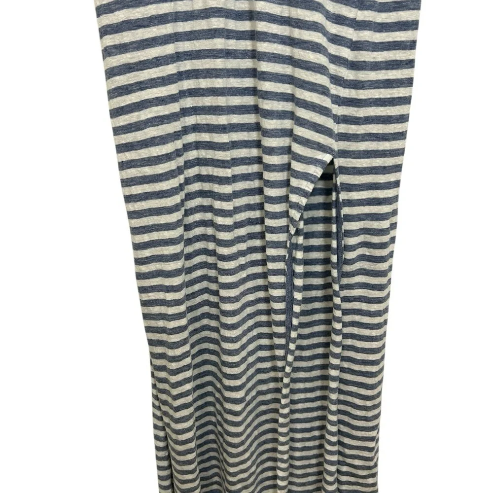 Ag Adriano Goldschmied Linen Blue Striped Lace Up Claude Maxi Dress Size XS - Picture 6 of 15